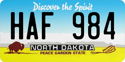 ND license plate HAF984