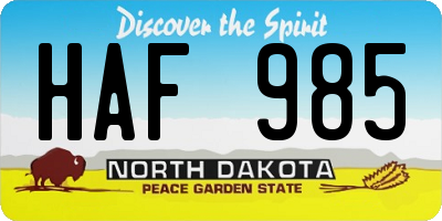 ND license plate HAF985