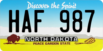 ND license plate HAF987