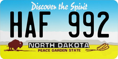 ND license plate HAF992