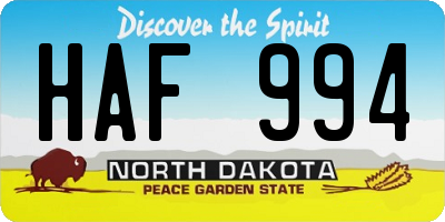 ND license plate HAF994