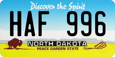 ND license plate HAF996