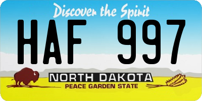 ND license plate HAF997