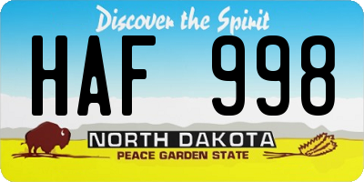 ND license plate HAF998