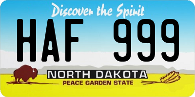 ND license plate HAF999