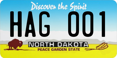 ND license plate HAG001