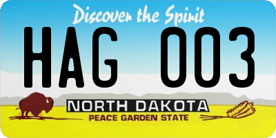 ND license plate HAG003