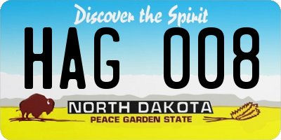 ND license plate HAG008