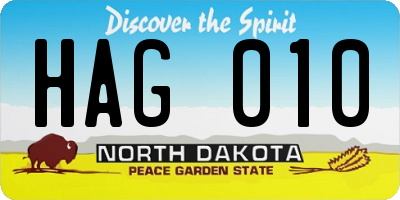 ND license plate HAG010