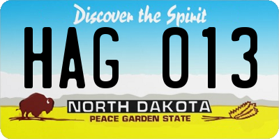 ND license plate HAG013