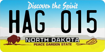 ND license plate HAG015