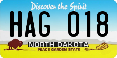 ND license plate HAG018