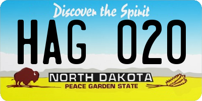 ND license plate HAG020