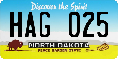 ND license plate HAG025