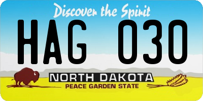 ND license plate HAG030