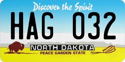 ND license plate HAG032