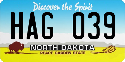ND license plate HAG039