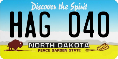 ND license plate HAG040