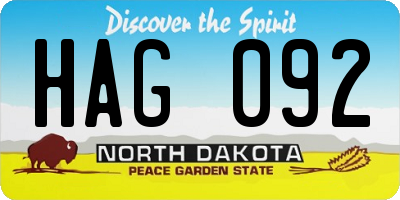 ND license plate HAG092