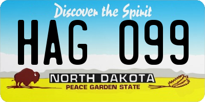 ND license plate HAG099