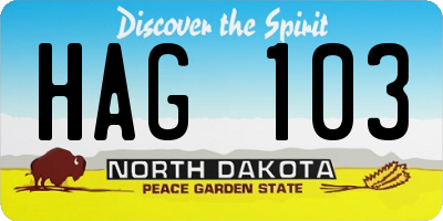 ND license plate HAG103