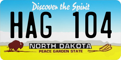 ND license plate HAG104