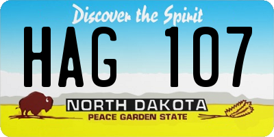 ND license plate HAG107