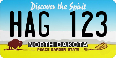 ND license plate HAG123