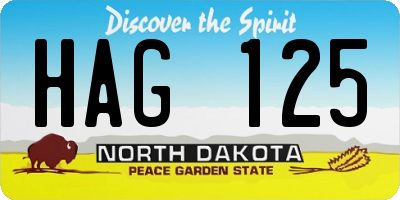 ND license plate HAG125