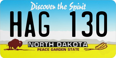 ND license plate HAG130