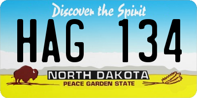 ND license plate HAG134