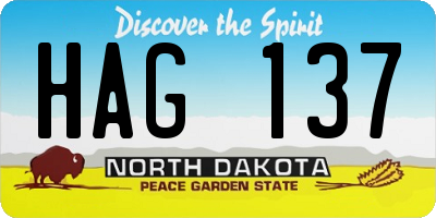 ND license plate HAG137