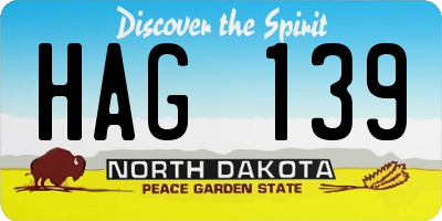 ND license plate HAG139