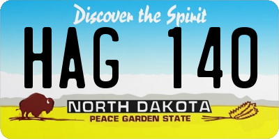 ND license plate HAG140