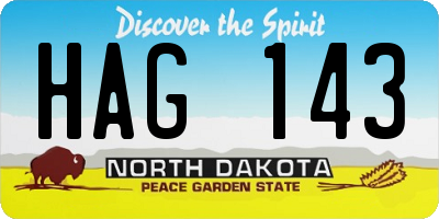 ND license plate HAG143