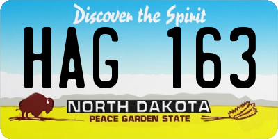 ND license plate HAG163