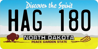 ND license plate HAG180