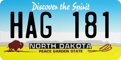 ND license plate HAG181