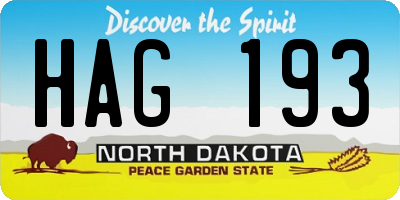 ND license plate HAG193