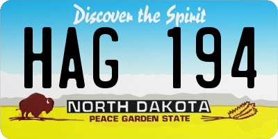 ND license plate HAG194