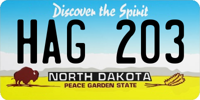 ND license plate HAG203