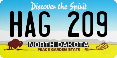 ND license plate HAG209