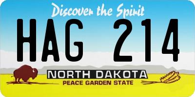 ND license plate HAG214