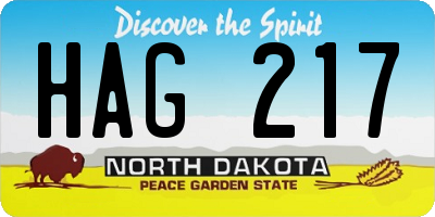 ND license plate HAG217