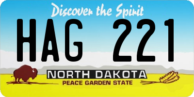 ND license plate HAG221