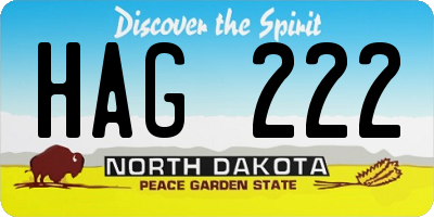 ND license plate HAG222