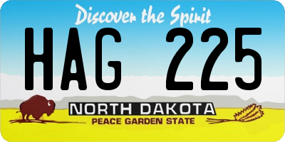 ND license plate HAG225