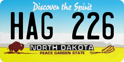 ND license plate HAG226
