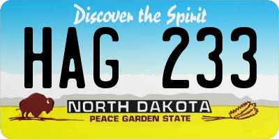 ND license plate HAG233