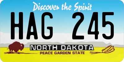 ND license plate HAG245